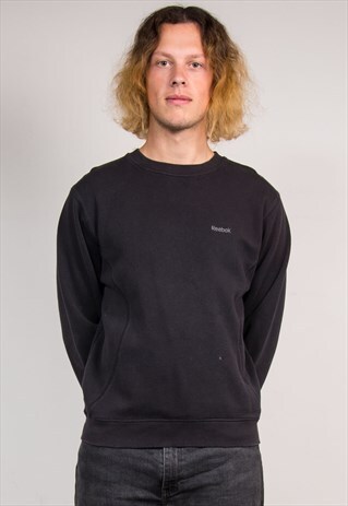 VINTAGE 90'S REEBOK BLACK SWEATSHIRT JUMPER