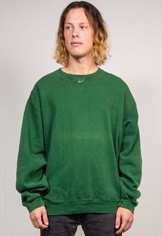 NIKE VINTAGE 90'S GREEN PLAIN SWEATSHIRT