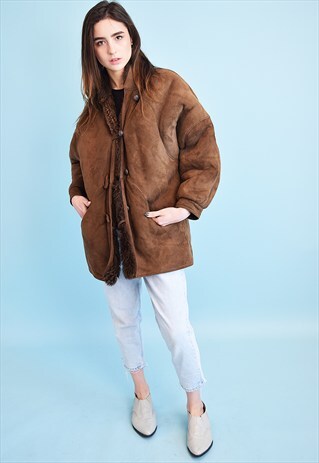 VINTAGE 70'S RETRO FAUX FUR SHEARLING SHERPA JACKET