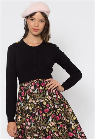 BACK FLORAL EMBROIDERY CARDIGAN