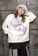 LOOSE DISTORTED SKULL TEE SKELETON BONES LONG SLEEVE T-SHIRT