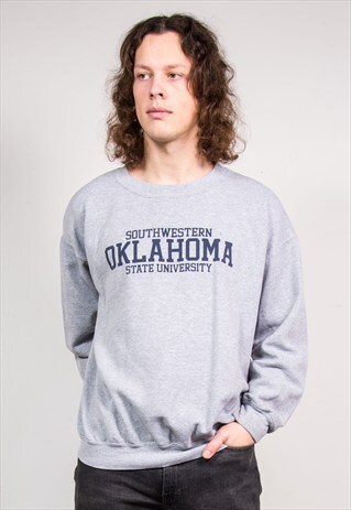 VINTAGE 90'S GREY OKLAHOMA UNIVERSITY COLLEGE SWEATSHIRT