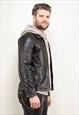 VINTAGE 90'S MEN FAUX LEATHER BIKER JACKET IN BLACK