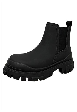 MONOCHROME BOOTS TRACTOR SOLE SHOES PLATFORM ANKLE SNEAKERS