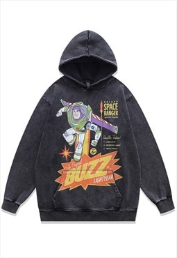 Toy story hoodie vintage wash pullover cartoon jumper grey