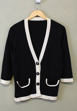 Vintage Y2K Knit Cardigan Black Button Up Half Sleeve 