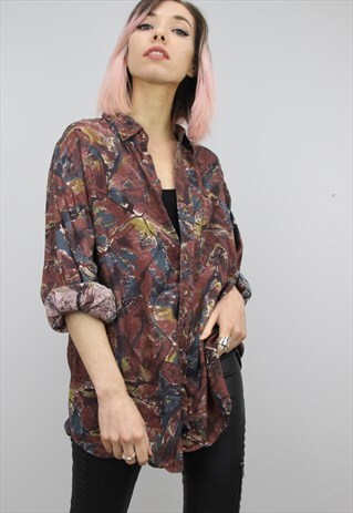 VINTAGE 80S/90S OVERSIZED PATTERNED SHIRT