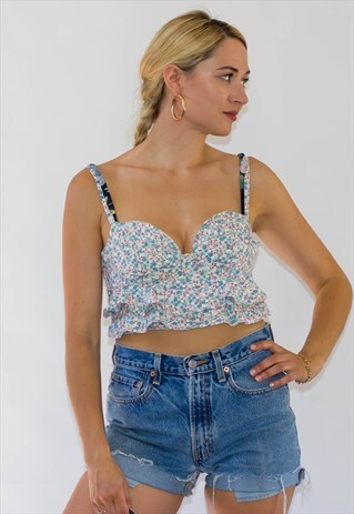 VINTAGE 90'S FLORAL BUSTIER CROP TOP