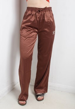 Vintage Adidas Shiny Jogging Bottoms Joggers Brown
