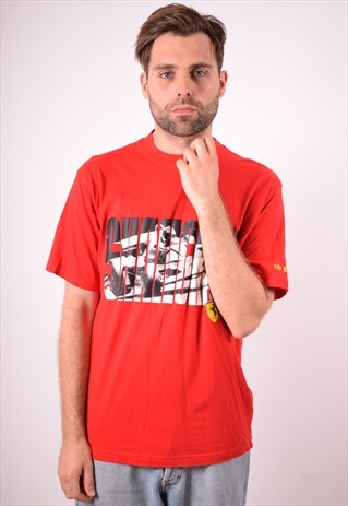 FERRARI MENS VINTAGE T-SHIRT TOP LARGE RED 90S