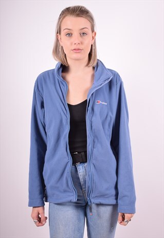 BERGHAUS WOMENS VINTAGE FLEECE JACKET MEDIUM BLUE 90'S