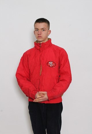 VINTAGE QUILTED NFL 49ERS WINDBREAKER TRACK JACKET
