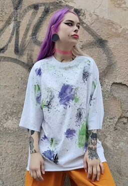 Gradient tie-dye tshirt paint splatter bleached premium tee