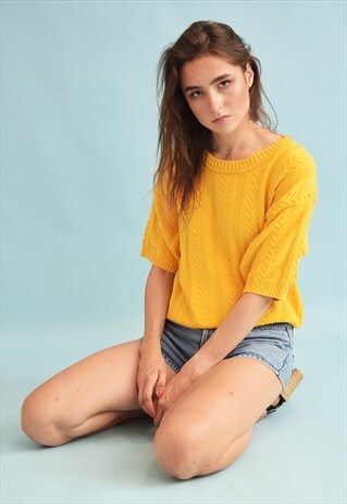 90'S RETRO SHORT SLEEVE JUMPER GILET TOP