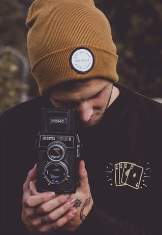 'NOT ALL WHO WANDER ARE LOST' TAN BEANIE