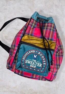 Vintage The Sweatershop Bag Tartan Backpack Rucksack