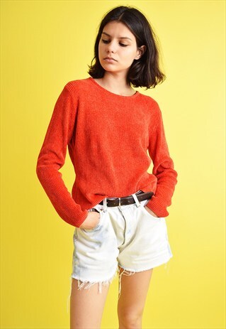 90'S RETRO MINIMALIST VELVETEEN CROP JUMPER TOP