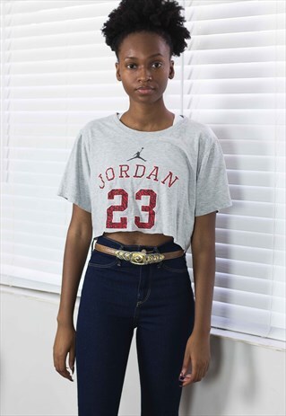 VINTAGE NIKE AIR JORDAN CROP TOP REWORKED LOGO 90S X 3.5