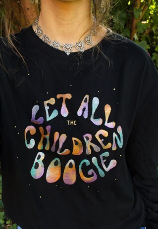 HANDPAINTED METALLIC BOWIE LONG SLEEVED CROP TOP