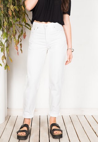 VINTAGE 80S LEVI'S MOM JEANS WHITE / 0001