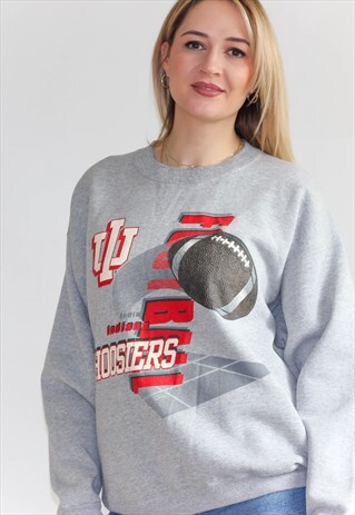 VINTAGE 90'S INDIANA HOOSIERS GREY BASKETBALL SWEATSHIRT