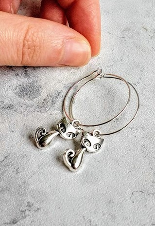 MINI CAT HOOP EARRINGS