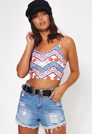 PINK AZTEC CROP TOP