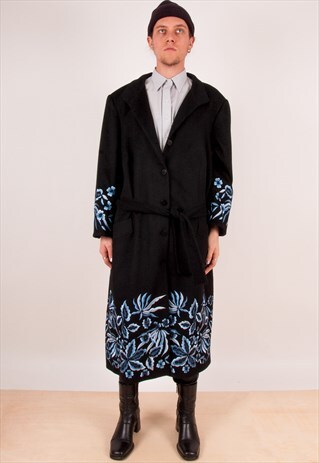 LAFAYETTE 148 CASHMERE EMBROIDERED OVERCOAT