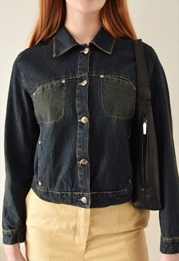 Vintage Y2K Denim Jacket Blue Sporty 