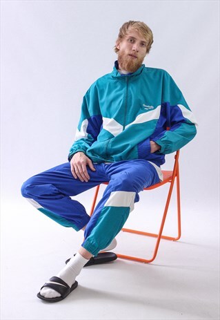 VINTAGE MENS BIG LOGO TRACK SUIT PANTS WINDBREAKER JACKET
