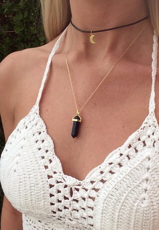 COSMIC MOON CHOKER & MIDNIGHT BLUE CRYSTAL NECKLACE SET