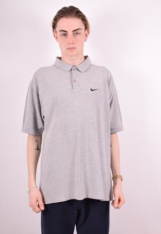 NIKE MENS VINTAGE POLO SHIRT XL GREY 90S