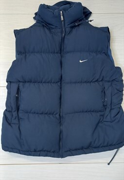 00's Quilted Gilet Navy Blue Zip-Up