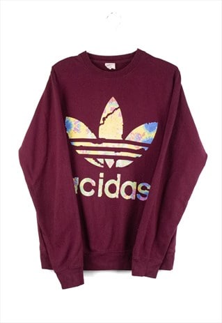 Vintage Adidas Logo Burgundy Sweatshirt S