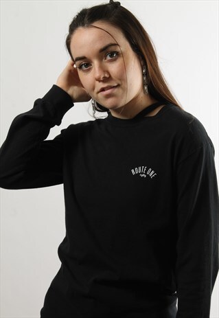 ROUTE ONE LONG SLEEVE BLACK TOP