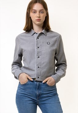 Vintage Fred Perry Light Grey Logo Long Sleeve Shirt 5590