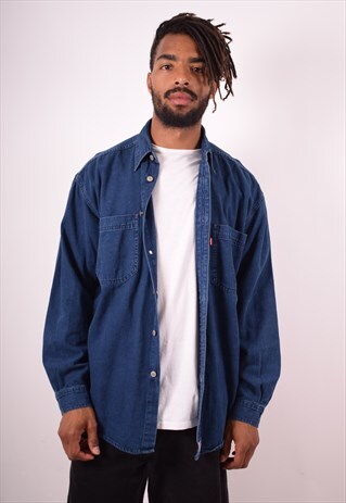 LEVI'S MENS VINTAGE DENIM SHIRT MEDIUM BLUE 90S