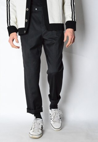 VINTAGE 90S BLACK MINIMALIST WOOL BLEND PANTS