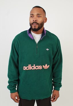 Men's Adidas originals spell out fleece zip neck sweatshirt