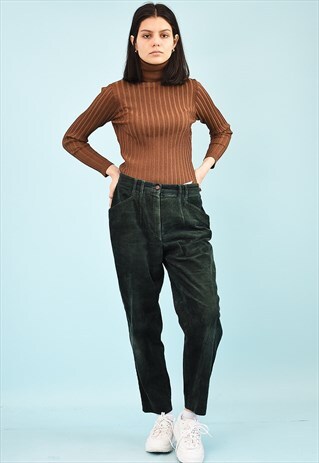 90'S RETRO CORDUROY REGULAR WAIST MOMS TROUSERS