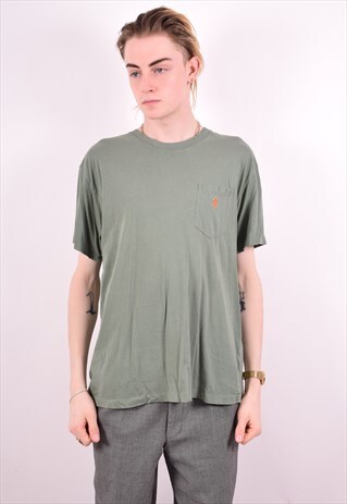POLO RALPH LAUREN MENS VINTAGE T-SHIRT TOP LARGE KHAKI 90S