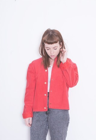 VINTAGE 80S RED CORDUROY HANDMADE JACKET