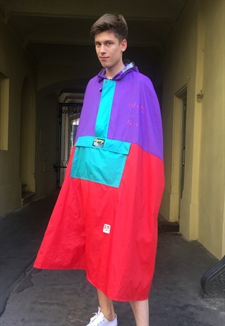 VINTAGE 90' COLORFULL UNISEX CRAZY RAIN COAT