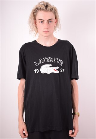LACOSTE MENS VINTAGE T-SHIRT TOP XXL BLACK 90S