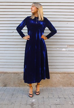 Long Velvet Dress in Blue