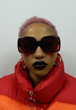 VINTAGE OVERSIZE SQUARE MAROON SUNGLASSES