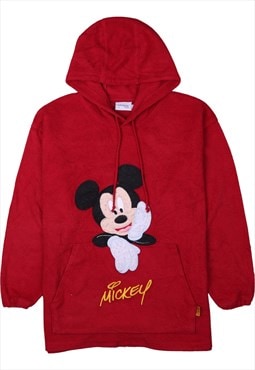 Diseny 90's Mickey Mouse Hooded Fleece Jumper Large Red