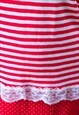 BRIGHT RED WHITE SHORT SLEEVE STRIPED TOP WITH CROCHET