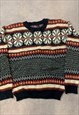 VINTAGE KNITTED JUMPER ABSTRACT PATTERNED KNIT SWEATER