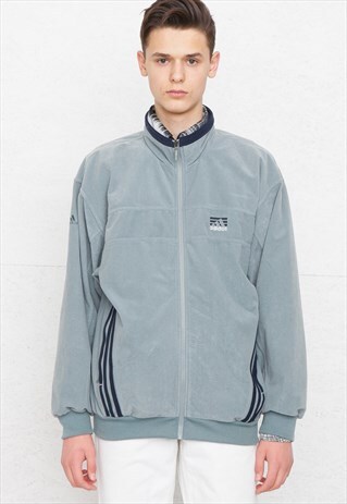 VINTAGE BLUE ADIDAS ZIP TRACK JACKET